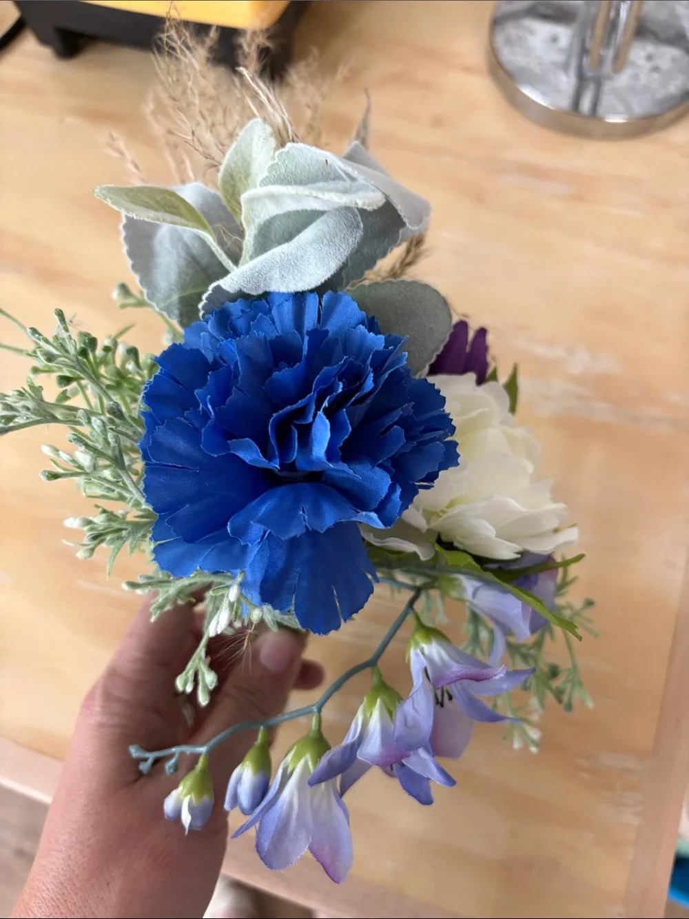 Blue, Purple & White Faux Floral Bouquet- Elegant Home Accent